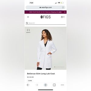 White Lab Coat - Figs - Slim Fit XS